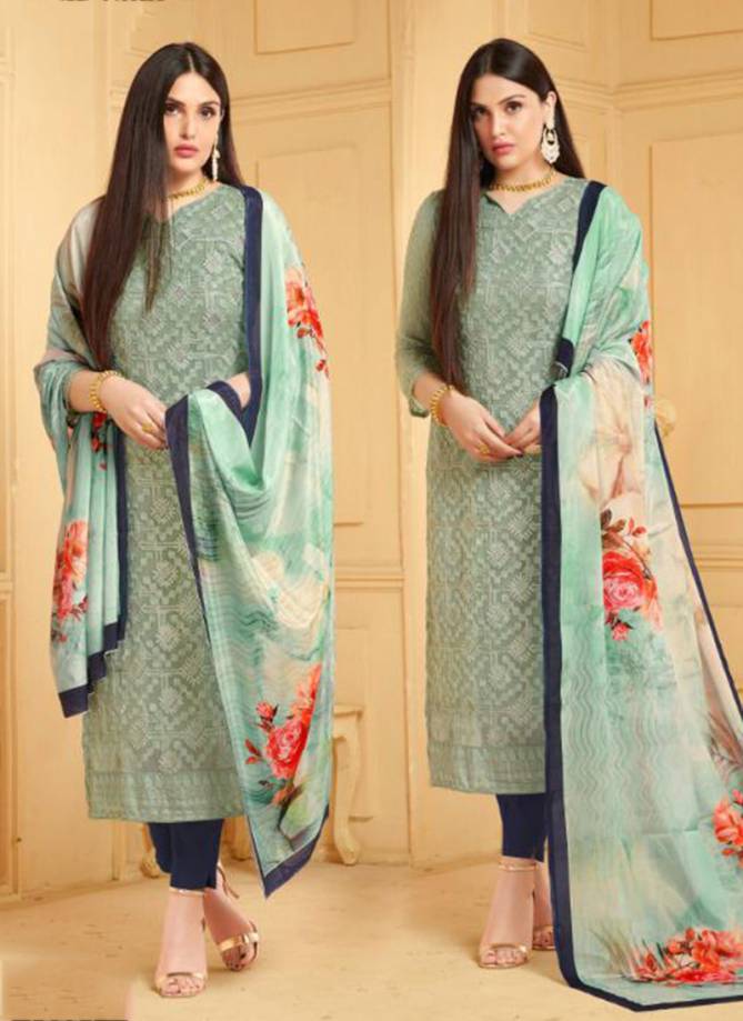 Dinnar 24 Plus Pure Chiffon Designer Party Wear Embroidered Chudidar Suit With Digital Print Dupatta Collection 3331-3338